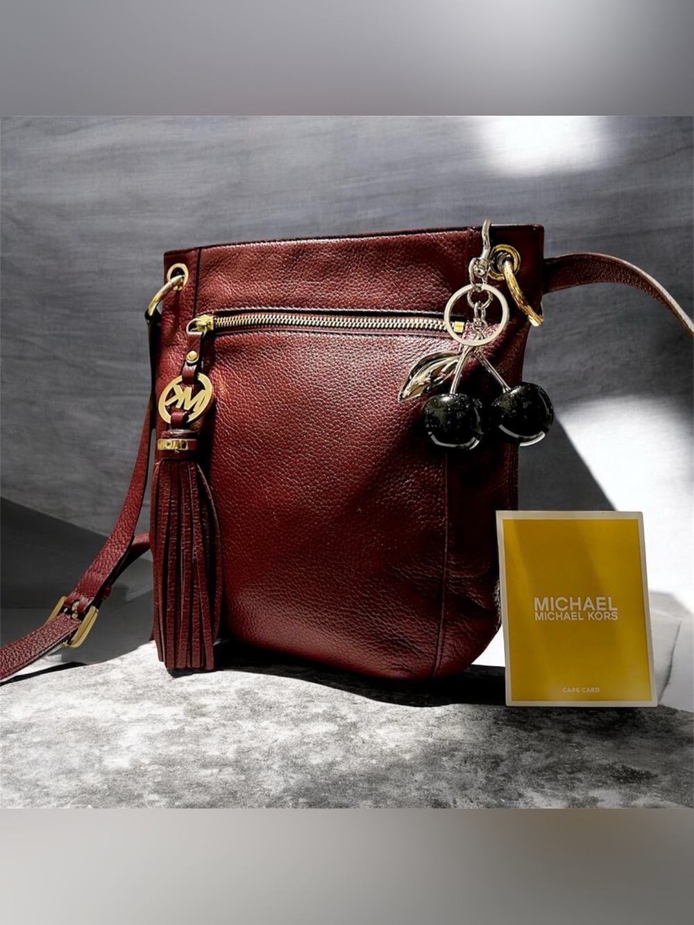 Vintage Michael Kors Burgundy Leather Crossbody Bag soft leather dark red - Picture 6 of 17
